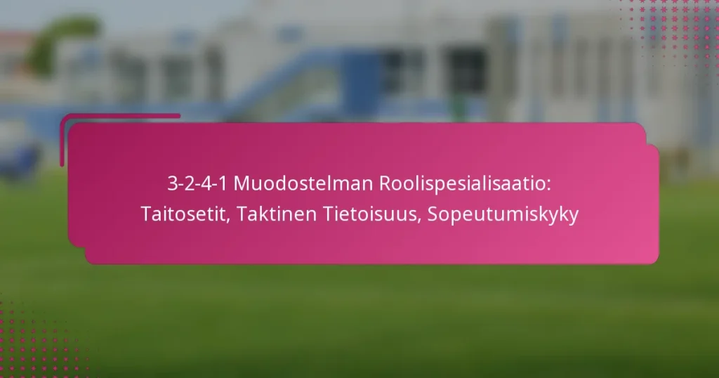 3-2-4-1 Muodostelman Roolispesialisaatio: Taitosetit, Taktinen Tietoisuus, Sopeutumiskyky
