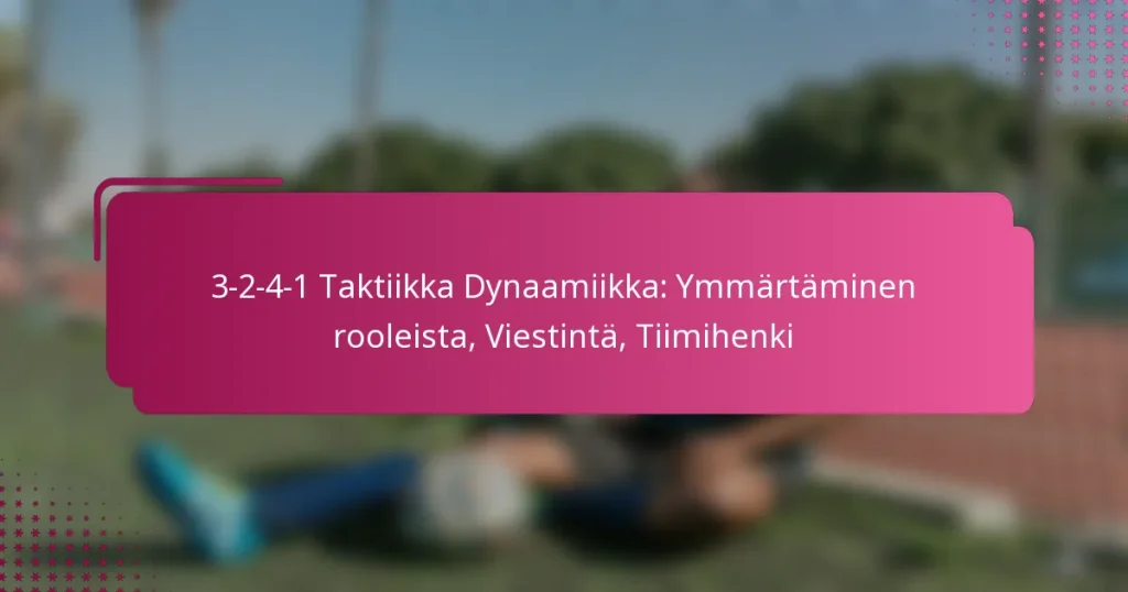 3-2-4-1 Taktiikka Dynaamiikka: Ymmärtäminen rooleista, Viestintä, Tiimihenki
