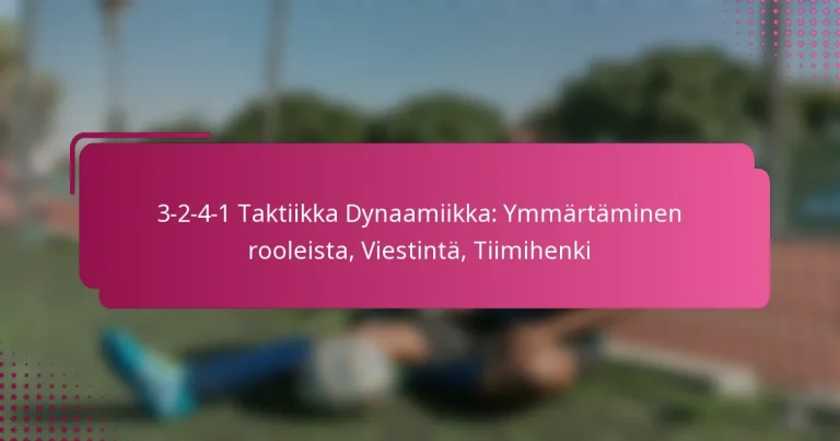 3-2-4-1 Taktiikka Dynaamiikka: Ymmärtäminen rooleista, Viestintä, Tiimihenki