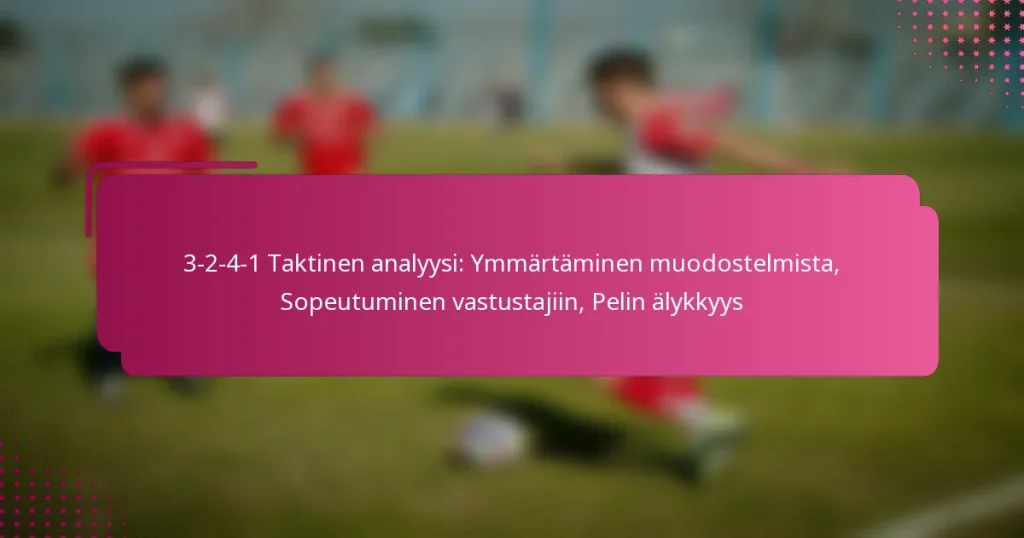 3-2-4-1 Taktinen analyysi: Ymmärtäminen muodostelmista, Sopeutuminen vastustajiin, Pelin älykkyys