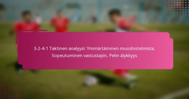 3-2-4-1 Taktinen analyysi: Ymmärtäminen muodostelmista, Sopeutuminen vastustajiin, Pelin älykkyys
