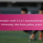 Eteenpäin roolit 3-2-4-1 muodostelmassa: Viimeistely, liike ilman palloa, prässi
