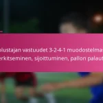 Puolustajan vastuudet 3-2-4-1 muodostelmassa: Merkitseminen, sijoittuminen, pallon palautus